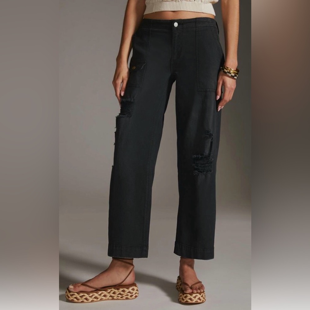 Pilcro Black Low Rise Distressed Pants - Picture 2 of 16